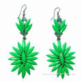 Fancy Drop Earrings with Green Acrylic Beads and Rhinestone Decoration, Various Colors are Available